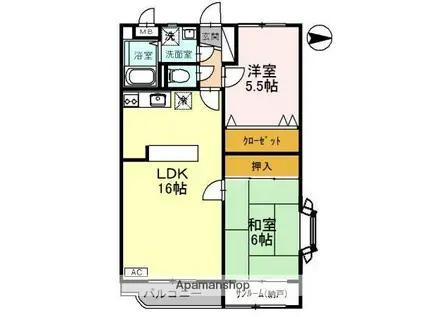 ファミーユ布瀬(2SLDK/3階)の間取り写真