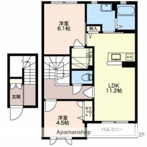 ソサイティー上袋 A(2LDK/2階)の間取り写真