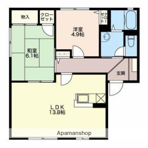 ディアス藤ノ木(2LDK/1階)の間取り写真