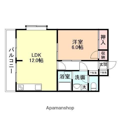 メゾン・ドゥ・ヴァン上赤江(1LDK/4階)の間取り写真