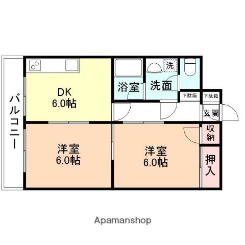 メゾン・ドゥ・ヴァン上赤江(2DK/4階)の間取り写真