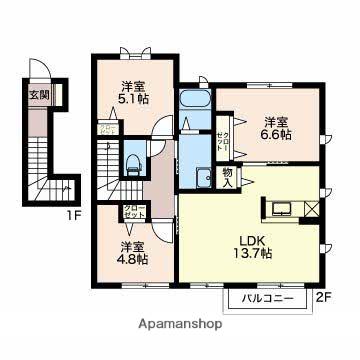 セードル弐番館(3LDK/2階)の間取り写真
