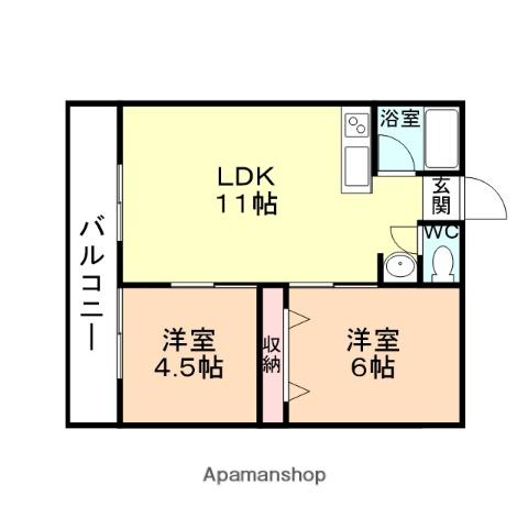 ホープフルハイツ(2LDK/2階)の間取り写真