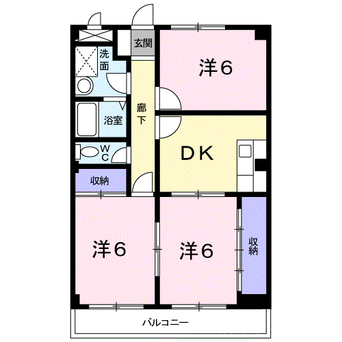 ウインドスクエア(3DK/3階)の間取り写真
