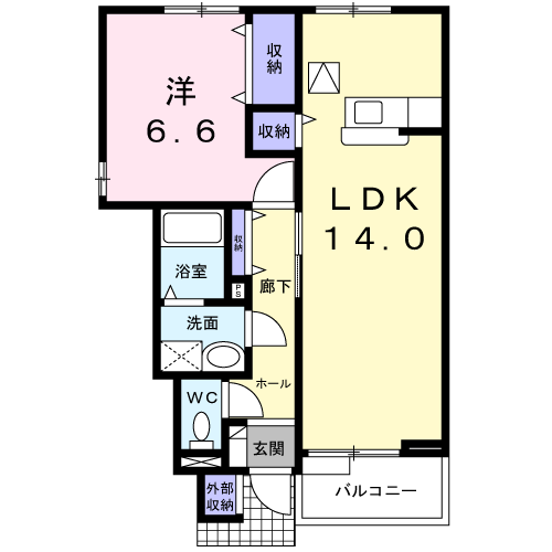 プリムローズⅡ(1LDK/1階)の間取り写真