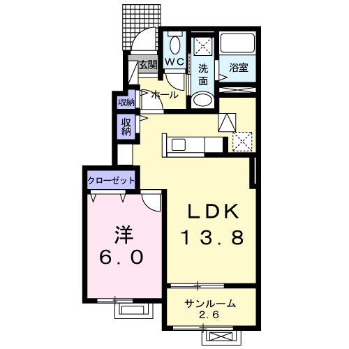 フェスティナ・レンテ(1LDK/1階)の間取り写真