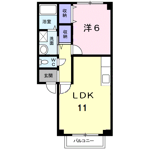 ユングフラオ(1LDK/2階)の間取り写真