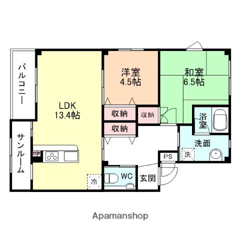 スウィートガーデンⅠ(2LDK/2階)の間取り写真
