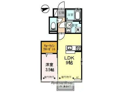 クレール山室(1LDK/1階)の間取り写真