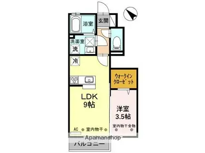 コージーハウス(1LDK/1階)の間取り写真