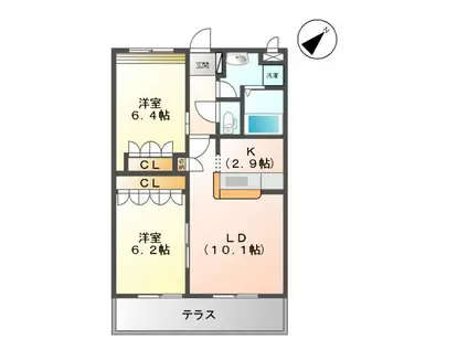 メゾン・ルミナスⅡ(2LDK/1階)の間取り写真