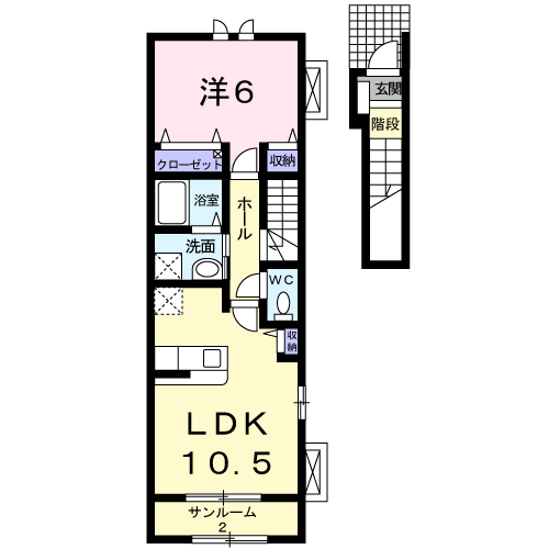 デスパシオ(1LDK/2階)の間取り写真