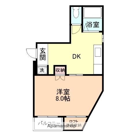 富山地鉄不二越上滝 朝菜町駅 徒歩57分 2階建 築21年(1DK/2階)の間取り写真