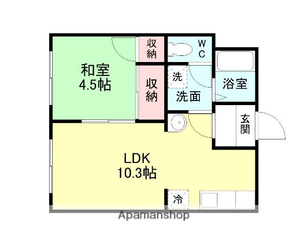 コーポヴァロン(1LDK/3階)の間取り写真