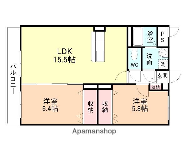 LA VIE BELLE TAKEDA Ⅱ(2LDK/4階)の間取り写真