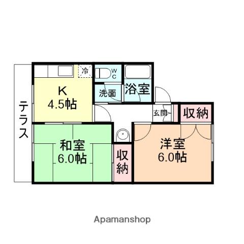 コーポはせがわ A棟・B棟・C棟(2K/1階)の間取り写真