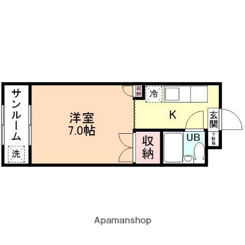 BRUNO五福(1K/1階)の間取り写真