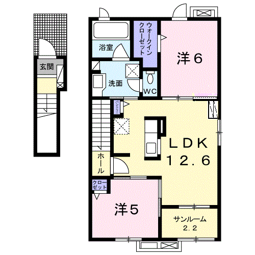 グリッツェンⅡ(2LDK/2階)の間取り写真