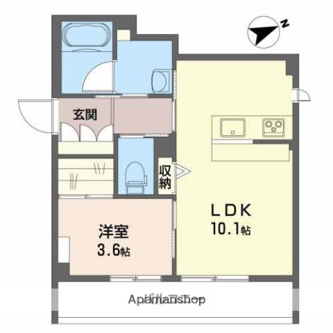ヴェルデ磯部(1LDK/2階)の間取り写真