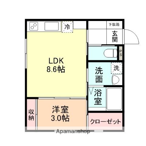 CLOVER MOTOSHINMACHI(1LDK/1階)の間取り写真