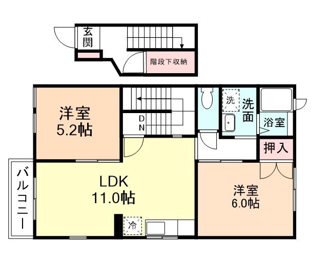 ラファエル(2LDK/2階)の間取り写真