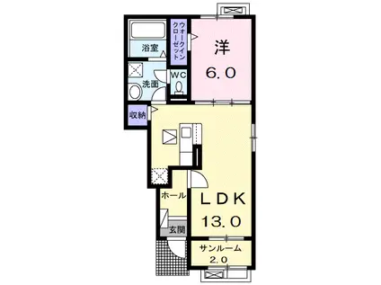 アンカー B(1LDK/1階)の間取り写真