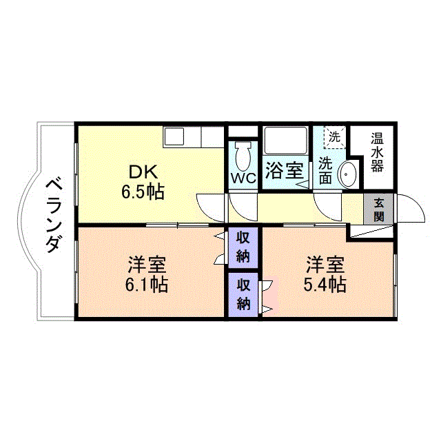 スカイコートパレス(2DK/1階)の間取り写真