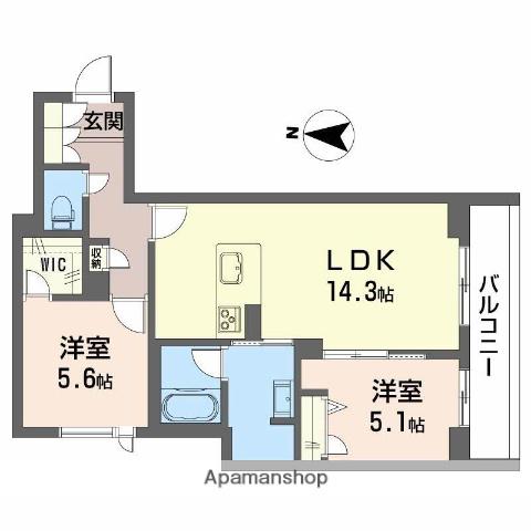 ソサイティ掛尾(2LDK/3階)の間取り写真