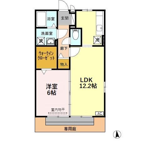 グランモア(1LDK/1階)の間取り写真