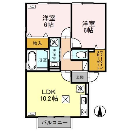 グランサフィールA(2LDK/1階)の間取り写真