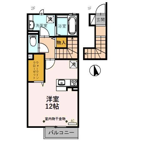 SUNNY SIDE RIVER(ワンルーム/2階)の間取り写真