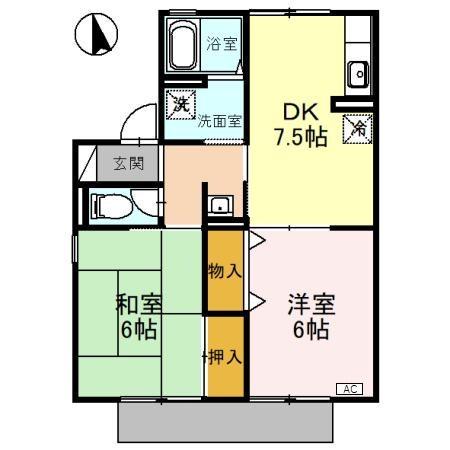 セジュール渡辺(2DK/1階)の間取り写真