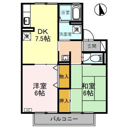 セジュール渡辺(2DK/2階)の間取り写真