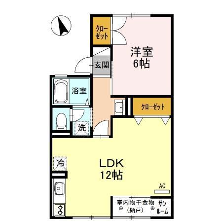 セジュール上小泉B(1LDK/2階)の間取り写真