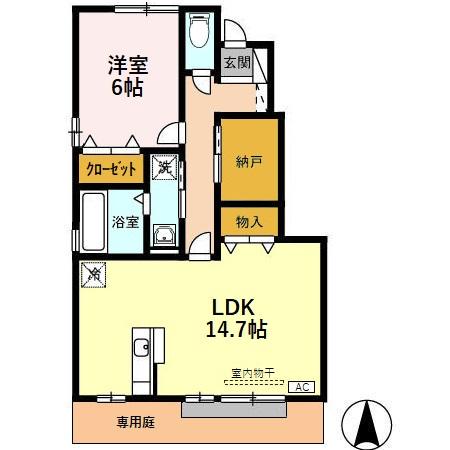 ブランズコート(1LDK/1階)の間取り写真