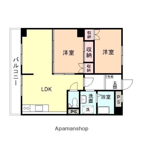 飯山ビル(2LDK/2階)の間取り写真