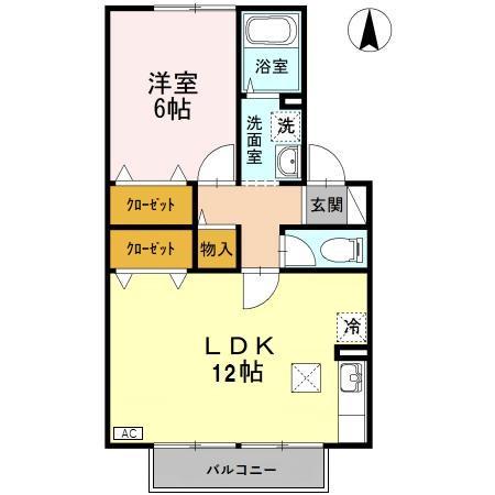 セジュール ミンク(1LDK/1階)の間取り写真