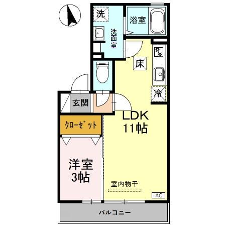 グレース婦中(1LDK/1階)の間取り写真