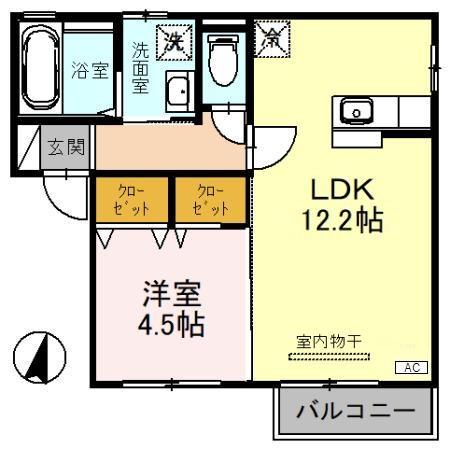 ル シエル(1LDK/1階)の間取り写真