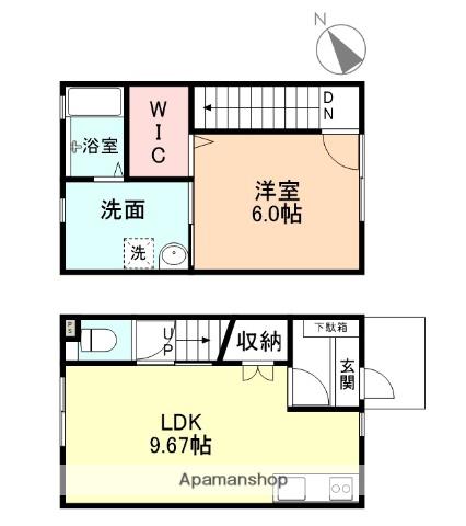 ビオラ新富山(1LDK/1階)の間取り写真