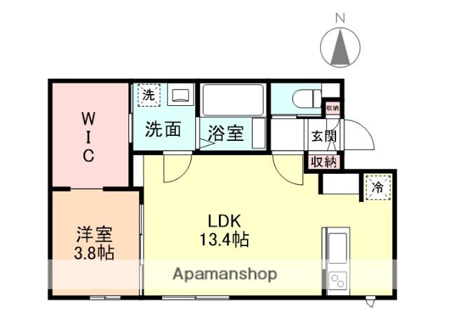 グランスイート森 B棟(1LDK/2階)の間取り写真