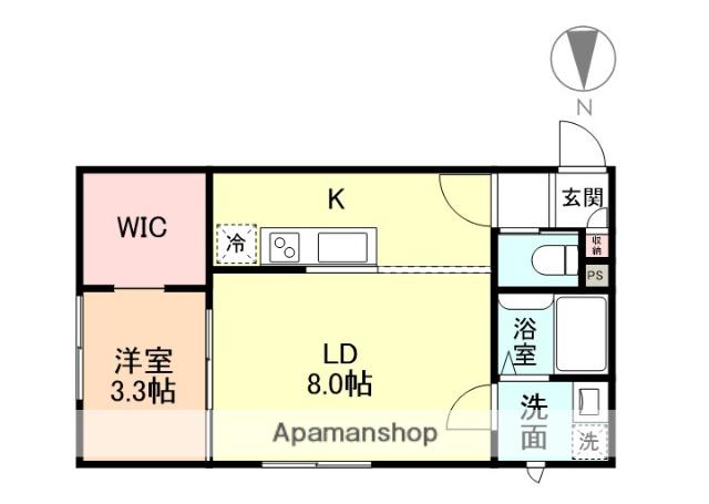 グランスイート森 B棟(1LDK/2階)の間取り写真
