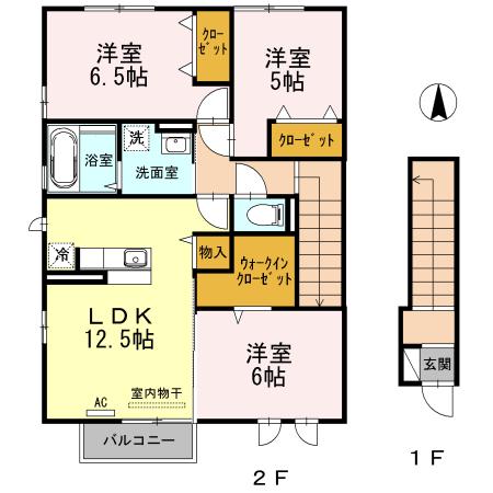 レジデンス モネ A棟(3LDK/2階)の間取り写真