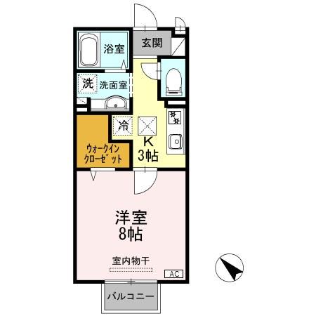 ジュネス下新(1K/1階)の間取り写真