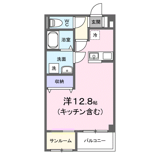 ドリームグランデⅡ(ワンルーム/1階)の間取り写真