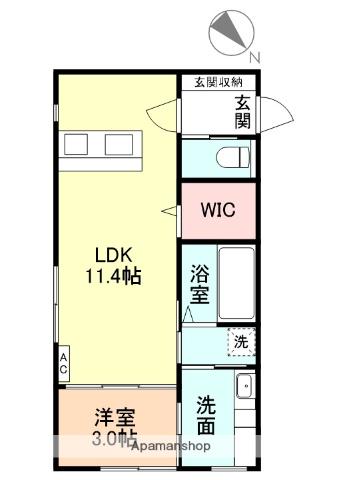 富山市向新庄町AP(1LDK/1階)の間取り写真