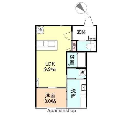 富山市向新庄町AP(1LDK/2階)の間取り写真