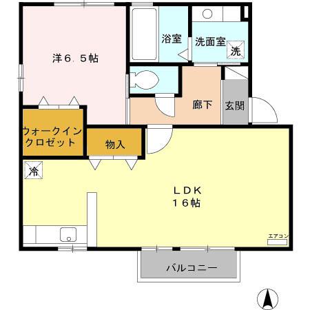 グランディール町村(1LDK/2階)の間取り写真