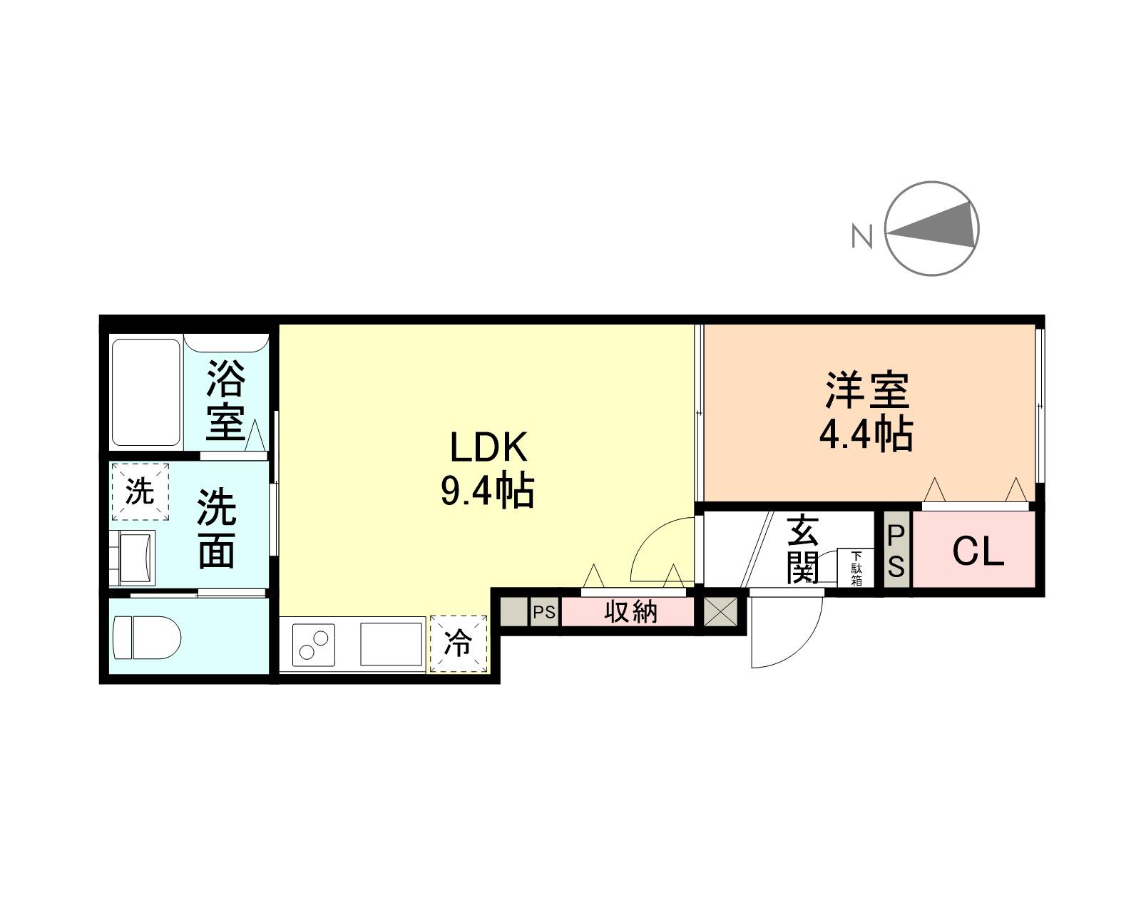 JEUNESSE(1LDK/1階)の間取り写真