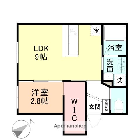 TRINITY(1LDK/1階)の間取り写真